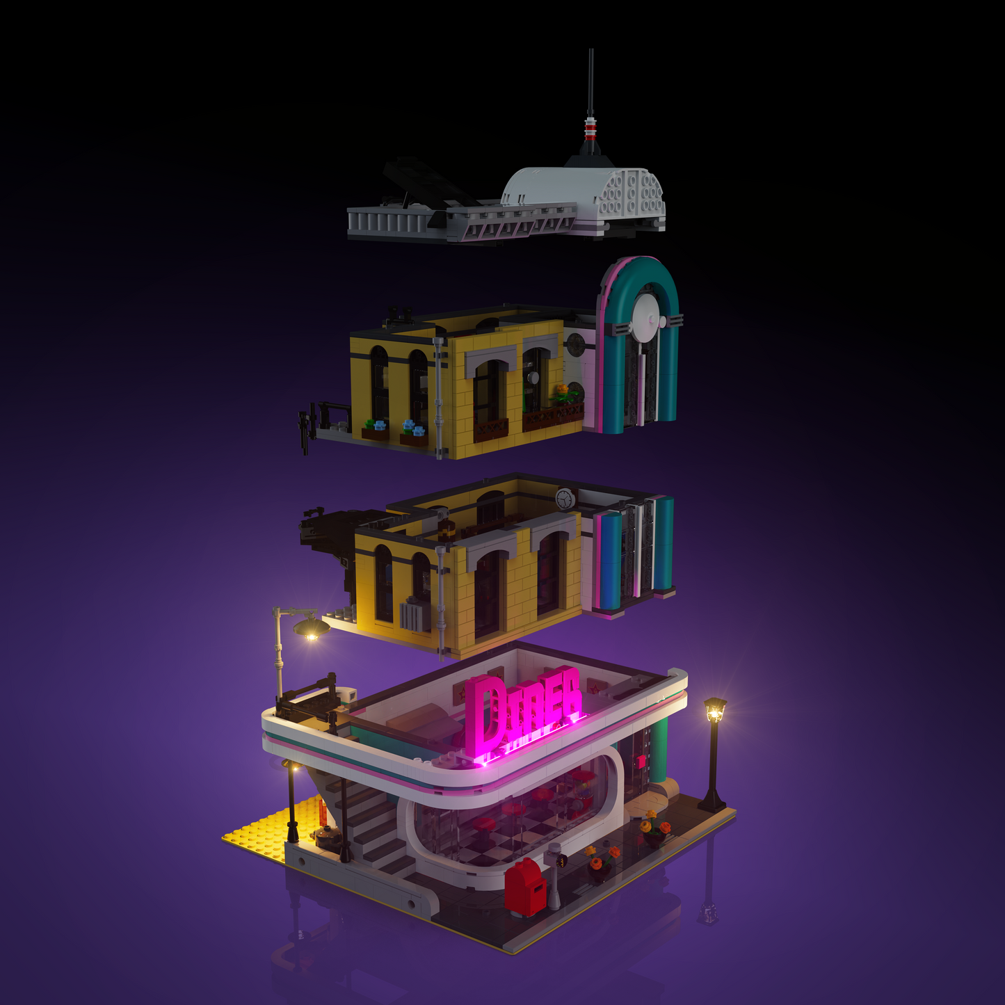 Light Kit for LEGO® Downtown Diner #10260